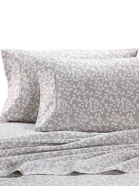 Heartland Other - new Heartland 400 TC 100% Cotton Sateen KING Pillowcases - WHITE LEAF on GRAY